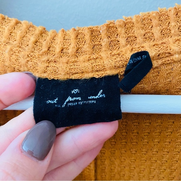 Urban Outfitters Jojo Oversized Waffle Knit Top Orange/Yellow Sz Medium - Picture 4 of 9